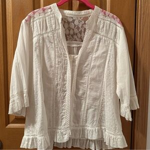 White Lace Trim Blouse
